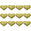 12x 35mm Glitter Heart  w/ Non Woven Fabric Backing & Sponge Inside Sew On Patch