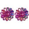 Set of 2pcs Extra Large 60mm Flower with Sequin Iron On Sew on Applique Patch