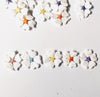 24x White 25mm Heart Petals Multi Colour Center Embroidered Applique Patch