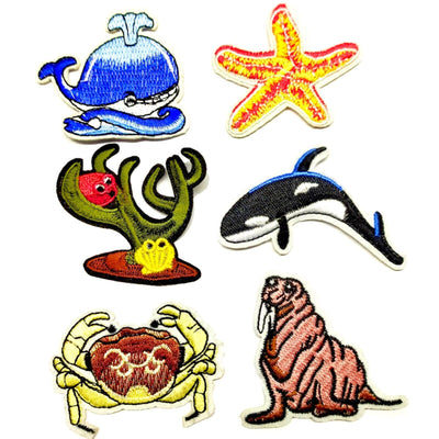 Multi pcs Ocean Creature Theme Sew-On Iron-On Embroidered Applique Patches