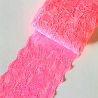 1 Yard Wide Bright Coloured  80mm Elastic Scallop Polyester Floral Lace Trim