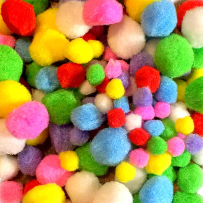 75x Mix Size Multi Coloured Soft Pom Poms