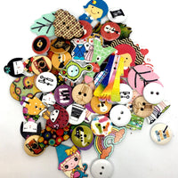 50x Mix Design Flowers, Butterflies, Animals etc.Wood Buttons for Craft & Sewing