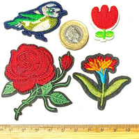 1x Set Multi Pcs Birds & Flowers Theme Sew-On Iron-On Embroidered Patches