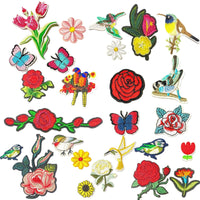 1x Set Multi Pcs Birds & Flowers Theme Sew-On Iron-On Embroidered Patches