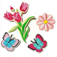 1x Set Multi Pcs Birds & Flowers Theme Sew-On Iron-On Embroidered Patches