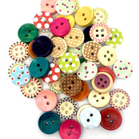 50x Mix Design Flowers, Butterflies, Animals etc.Wood Buttons for Craft & Sewing