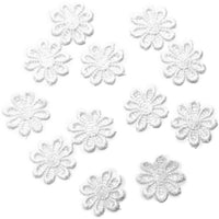 24x White Daisy Flower 20mm/25mm Embroidered Giupure Sew on Applique Patches