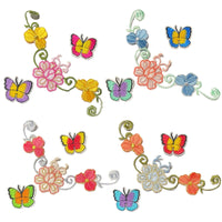 1x Set Flower & Butterflies Theme Sew-On Iron-On Embroidered Patches