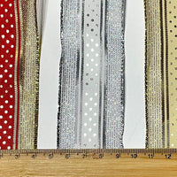 2x Yards 40mm Wide Lurex Metallic Ribbon Trim with Dotted Centre