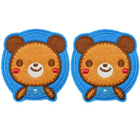 1x Pair (2 pcs) Large 60mm Cute Animal Iron-On Embroidered Applique Patches