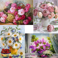 1x 5D Full Drill Flower Theme Resin Diamond Art Dots Embroidery Painting Art Kit