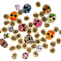 50x Mix Design Flowers, Butterflies, Animals etc.Wood Buttons for Craft & Sewing