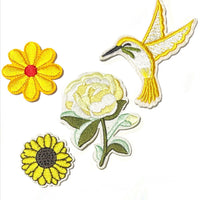 1x Set Multi Pcs Birds & Flowers Theme Sew-On Iron-On Embroidered Patches