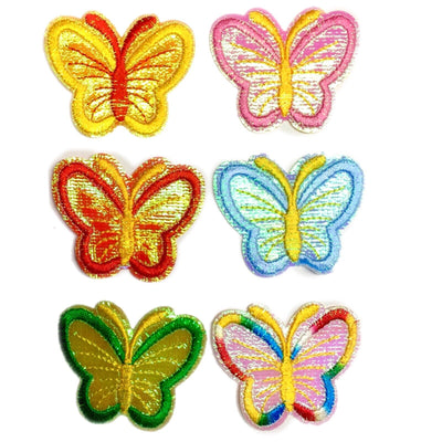 6x Colourful Holographic Butterfly Sew-On Iron-On Embroidered Applique Patch