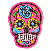 1X Embroidered Sugar Skull Iron On Sew On on Applique Patches