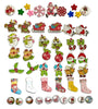 50x Mix Design Christmas Holiday Theme 2 Hole Wooden Buttons