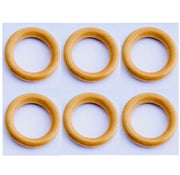 6x  Wood Look Cream Hard Plastic O-Rings for Crafts - (42mm or 45mm Diameter)
