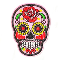 1X Embroidered Sugar Skull Iron On Sew On on Applique Patches