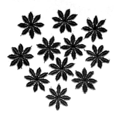 24x Black Daisy Flower Embroidered 25mm Guipure Sew on Applique Patch