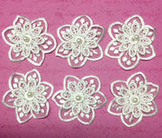 6x Xtra Large White Flower 50-55mm Embroidered Guipure Sew on Applique Patch