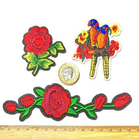 1x Set Multi Pcs Birds & Flowers Theme Sew-On Iron-On Embroidered Patches