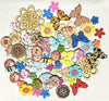 50x Mix Design Flowers, Butterflies, Animals etc.Wood Buttons for Craft & Sewing