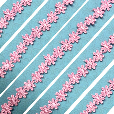 2x Yards 12mm Guipure Embroidered Daisy Flower Lace Trim - Pick your Colour