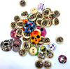 50x Mix Design Flowers, Butterflies, Animals etc.Wood Buttons for Craft & Sewing