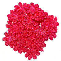 24x Colourful 25mm Daisy Flower Embroidered AB Giupure Sew on Applique Patch