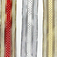 2x Yards 40mm Wide Lurex Metallic Ribbon Trim with Dotted Centre