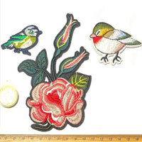 1x Set Multi Pcs Birds & Flowers Theme Sew-On Iron-On Embroidered Patches