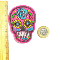 1X Embroidered Sugar Skull Iron On Sew On on Applique Patches