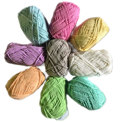 9 pc Skein Ball of 25g each Amigurumi 100% Cotton Crochet and Knitting Yarn