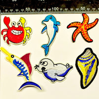 Multi pcs Ocean Creature Theme Sew-On Iron-On Embroidered Applique Patches