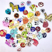 50x Mix Design Flowers, Butterflies, Animals etc.Wood Buttons for Craft & Sewing