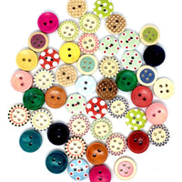 50x Mix Design Flowers, Butterflies, Animals etc.Wood Buttons for Craft & Sewing