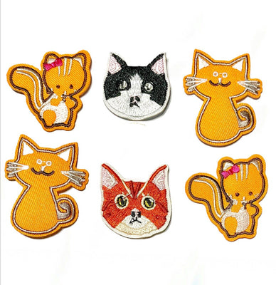 1x Set of Cats & Squirrels Embroidered Iron On Patches Applique