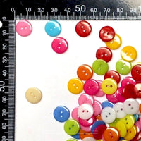 100x Multi Colours Two-Hole Flat Round Flat 14mm Buttons for Craft & Sewing