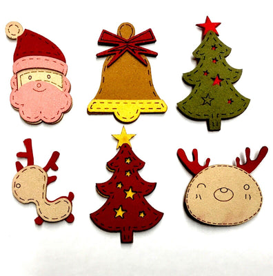6x Faux Suede Christmas Patches with Free Magic Tape for Multi Use Crafting
