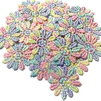 24x Pastel Rainbow Colour Daisy Flower 25mm Sew-On Applique