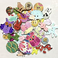 50 pcs Multicolour Multi Design Wood Buttons for Sewing &Craft Embellishment
