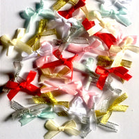 35x Multi Colour Polyester Satin and Metallic Mini Ribbon Bow for Crafts