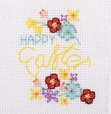 1x Floral Easter Theme Mini 3x3 inch cross stitch kit