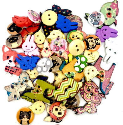 50pcs Wood Buttons Pet Animals Various Design for Sewing Craft Embellishment