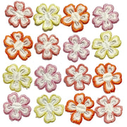 16x Multicolour 30mm Sakura Style Flower Embroidered Sew On Applique Patch