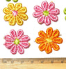 24x Multicolour AC09 Daisy Flower Machine Embroidered 25mm Sew-On Applique Patch