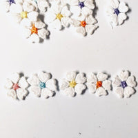24x White 25mm Heart Petals Multi Colour Center Embroidered Applique Patch