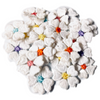 24x White 25mm Heart Petals Multi Colour Center Embroidered Applique Patch