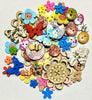 50 pcs Flowers & Butterflies Theme Wood Buttons for Sewing &Craft Embellishment